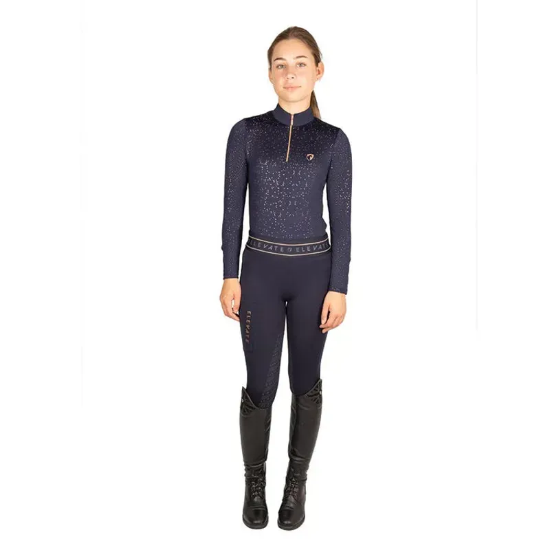 Hy Equestrian Elevate Allure Mizs Riding Tights in Navy/Rose Gold