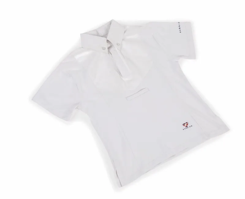Aubrion Short Sleeve Kids Tie Shirt in White