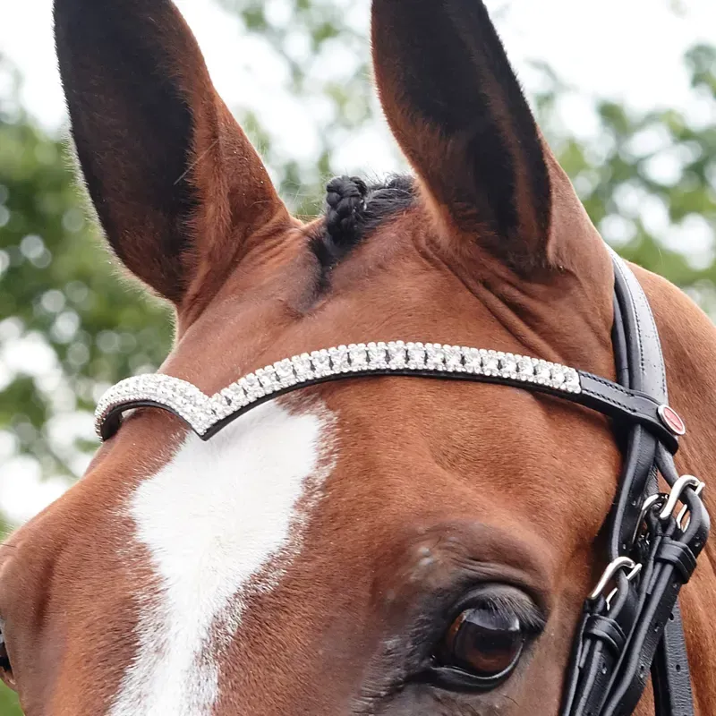 Whitaker BR072BB Lynton V-Shaped Diamante Browband - BLACK-1