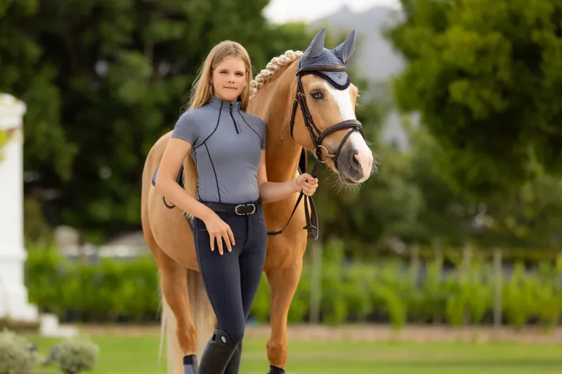 LeMieux Young Rider Short Sleeve Base Layer in Jay Blue-5