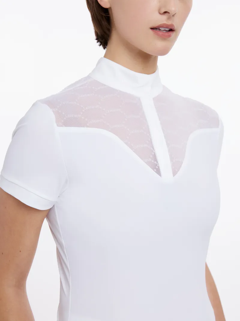LeMieux Emily Short Sleeve Show Shirt in White-3